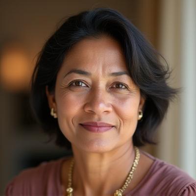 Portrait of Dr. Anya Sharma, licensed therapist and sleep specialist